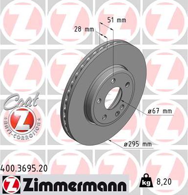 Zimmermann 400.3695.20 - Brake Disc autospares.lv