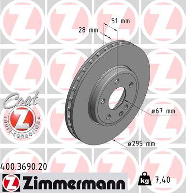 Zimmermann 400.3690.20 - Brake Disc autospares.lv