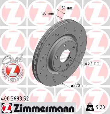 Zimmermann 400.3693.52 - Brake Disc autospares.lv