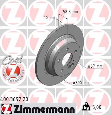 Zimmermann 400.3692.20 - Brake Disc autospares.lv