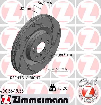 Zimmermann 400.3649.55 - Brake Disc autospares.lv