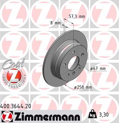 Zimmermann 400.3644.20 - Brake Disc autospares.lv