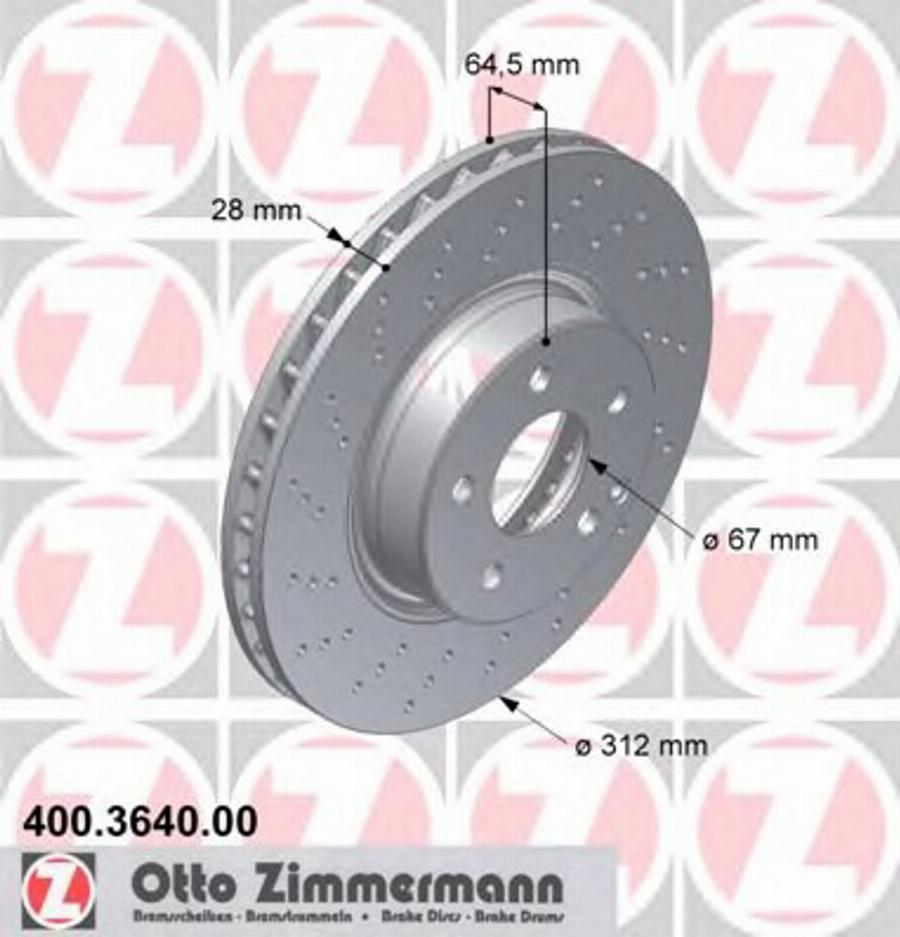 Zimmermann 400.3640.00 - Brake Disc autospares.lv