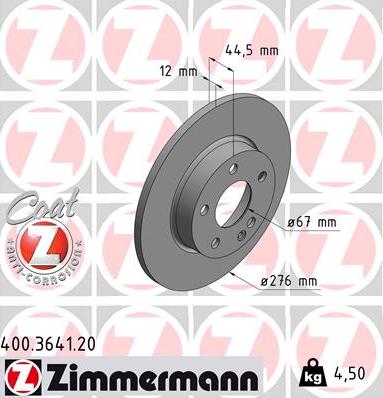 Zimmermann 400.3641.20 - Brake Disc autospares.lv