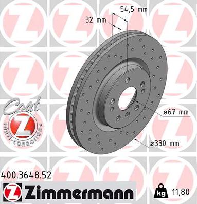 Zimmermann 400.3648.52 - Brake Disc autospares.lv