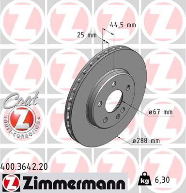 Zimmermann 400.3642.20 - Brake Disc autospares.lv