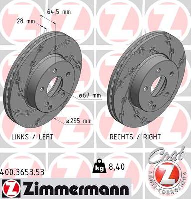 Zimmermann 400.3653.53 - Brake Disc autospares.lv