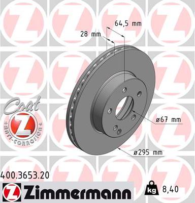 Zimmermann 400.3653.20 - Brake Disc autospares.lv