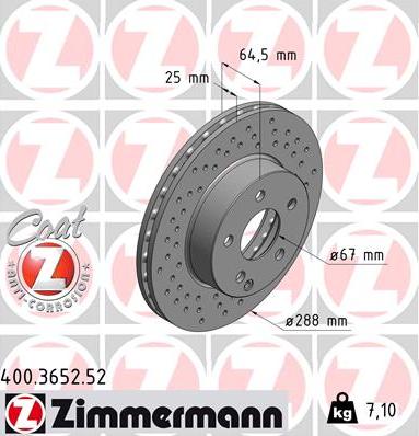 Zimmermann 400.3652.52 - Brake Disc autospares.lv