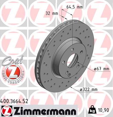 Zimmermann 400.3664.52 - Brake Disc autospares.lv