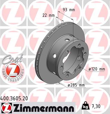 Zimmermann 400.3605.20 - Brake Disc autospares.lv