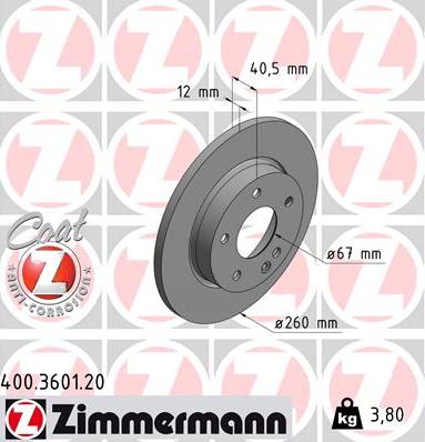 Zimmermann 400.3601.20 - Brake Disc autospares.lv