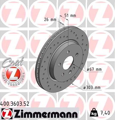 Zimmermann 400.3603.52 - Brake Disc autospares.lv