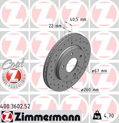 Zimmermann 400.3602.52 - Brake Disc autospares.lv