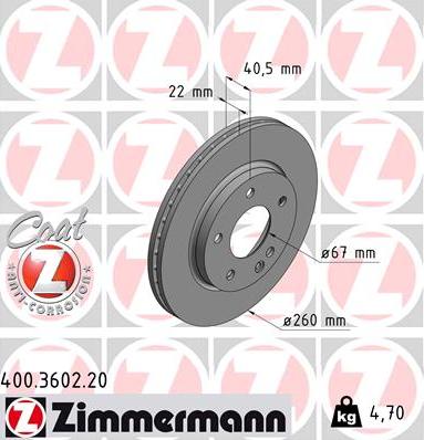 Zimmermann 400.3602.20 - Brake Disc autospares.lv