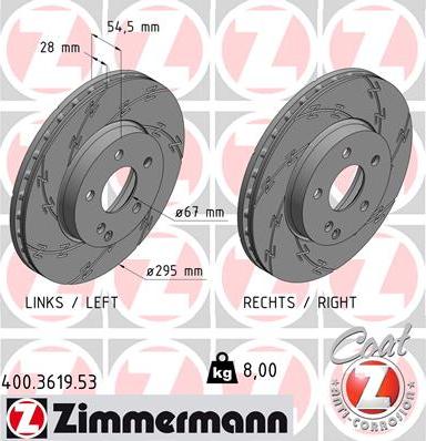 Zimmermann 400.3619.53 - Brake Disc autospares.lv