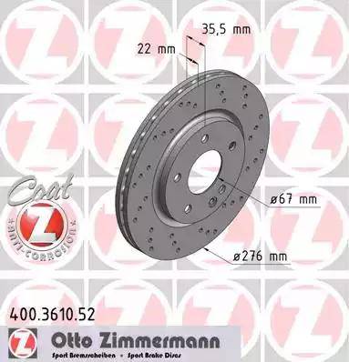 Zimmermann 400.3610.52 - Brake Disc autospares.lv