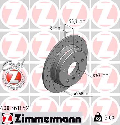 Zimmermann 400.3611.52 - Brake Disc autospares.lv