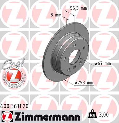 Zimmermann 400.3611.20 - Brake Disc autospares.lv