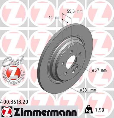 Zimmermann 400.3613.20 - Brake Disc autospares.lv