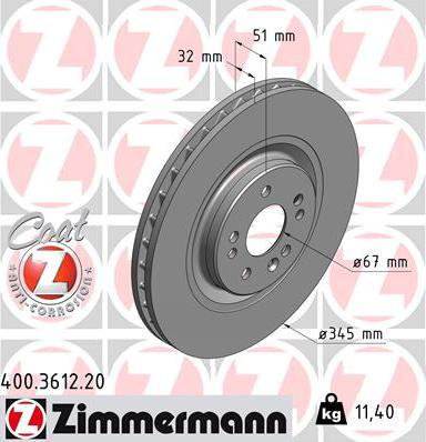 Zimmermann 400.3612.20 - Brake Disc autospares.lv