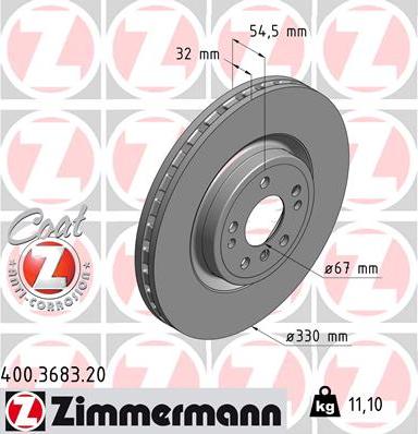 Zimmermann 400.3683.20 - Brake Disc autospares.lv