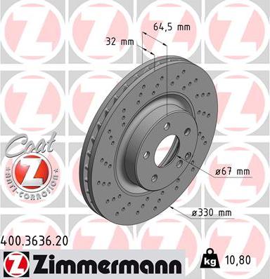 Zimmermann 400.3636.20 - Brake Disc autospares.lv