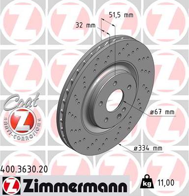 Zimmermann 400.3630.20 - Brake Disc autospares.lv