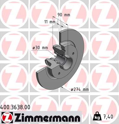 Zimmermann 400.3638.00 - Brake Disc autospares.lv