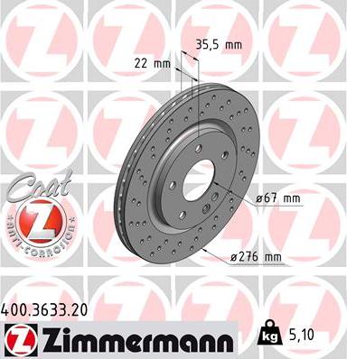 Zimmermann 400.3633.20 - Brake Disc autospares.lv