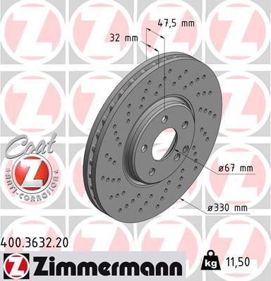 Zimmermann 400.3632.20 - Brake Disc autospares.lv