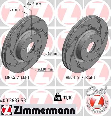Zimmermann 400.3637.53 - Brake Disc autospares.lv