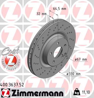 Zimmermann 400.3637.52 - Brake Disc autospares.lv