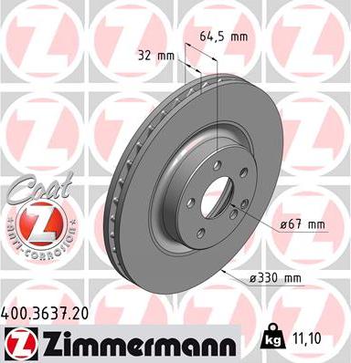 Zimmermann 400.3637.20 - Brake Disc autospares.lv