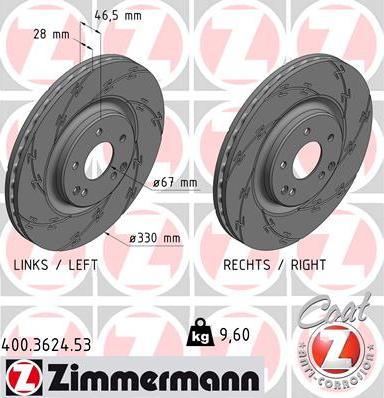 Zimmermann 400.3624.53 - Brake Disc autospares.lv