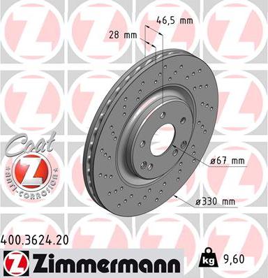 Zimmermann 400.3624.20 - Brake Disc autospares.lv
