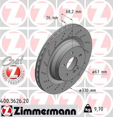 Zimmermann 400.3626.20 - Brake Disc autospares.lv