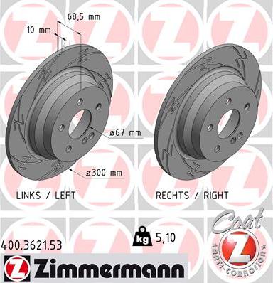 Zimmermann 400.3621.53 - Brake Disc autospares.lv