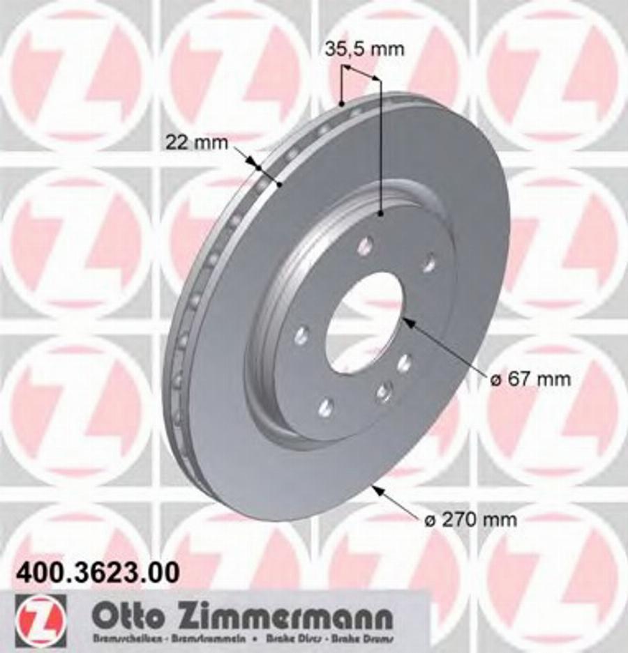 Zimmermann 400.3623.00 - Brake Disc autospares.lv