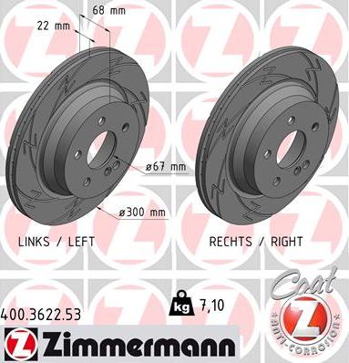 Zimmermann 400.3622.53 - Brake Disc autospares.lv