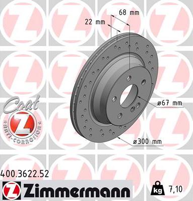 Zimmermann 400.3622.52 - Brake Disc autospares.lv