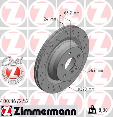 Zimmermann 400.3672.52 - Brake Disc autospares.lv