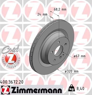 Zimmermann 400.3672.20 - Brake Disc autospares.lv