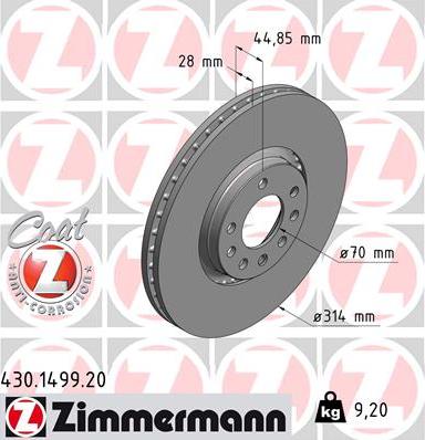 Zimmermann 430.1499.20 - Brake Disc autospares.lv