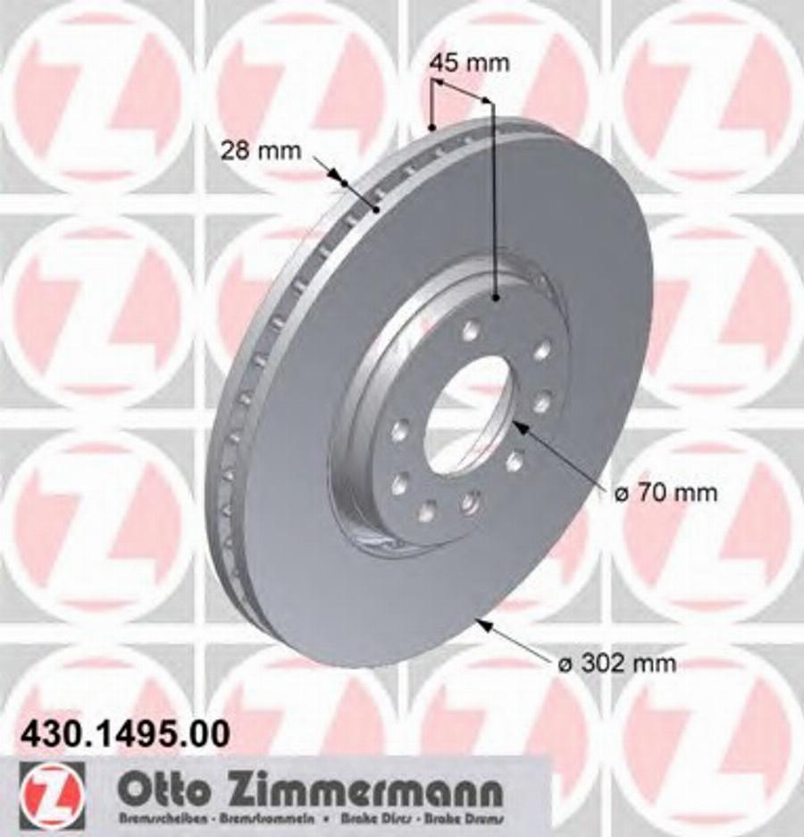 Zimmermann 430.1495.00 - Brake Disc autospares.lv