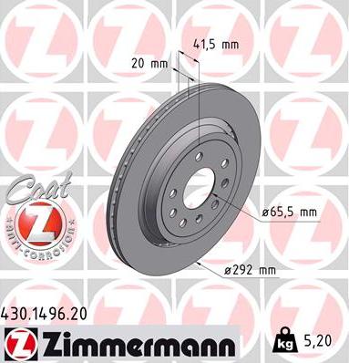 Zimmermann 430.1496.20 - Brake Disc autospares.lv