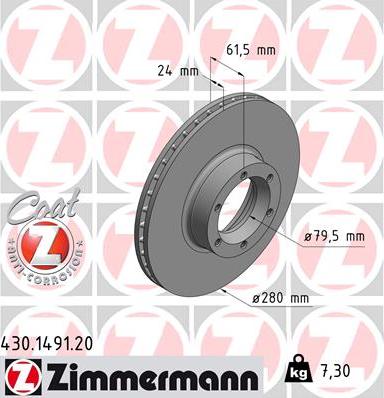 Zimmermann 430.1491.20 - Brake Disc autospares.lv