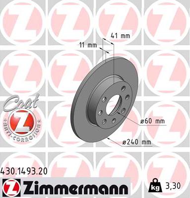 Zimmermann 430.1493.20 - Brake Disc autospares.lv