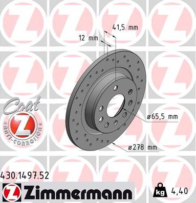 Zimmermann 430.1497.52 - Brake Disc autospares.lv