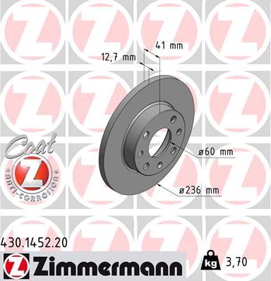 Zimmermann 430.1452.20 - Brake Disc autospares.lv